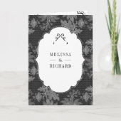 Invitation Mariage Code QR à nœud papillon en dentelle noir e (Devant)