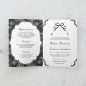 Invitation Mariage Code QR à nœud papillon en dentelle noir e (Intérieur)