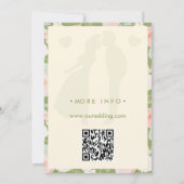 Invitation Mariage Code QR à Ruban Gingham Vert Fleur Sauvage (Dos)