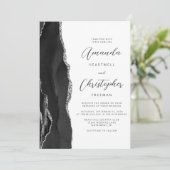 Invitation Mariage Code QR Agate Argent Noir (Debout devant)