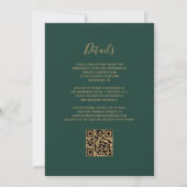 Invitation Mariage Code QR Agate Or Émeraude Bleu Royal (Dos)