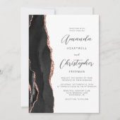 Invitation Mariage Code QR Agate Or Rose Noire (Devant)