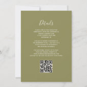 Invitation Mariage Code QR Agate Or Vert Olive (Dos)