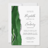 Invitation Mariage Code QR Agate Vert Chasseur Argent (Devant)
