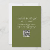 Invitation Mariage Code QR Ancien Argent Vert Olive (Dos)
