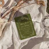 Invitation Mariage Code QR Ancien Argent Vert Olive
