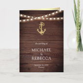 Invitation Mariage Code QR Ancre Or Bois Rustique Marin (Devant)