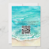 Invitation Mariage Code QR Aquarelle Cœur Plage Tropicale (Dos)