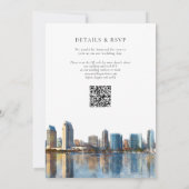 Invitation Mariage code QR aquarelle de la skyline de San Die (Dos)