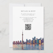 Invitation Mariage code QR aquarelle de l'horizon de Toronto (Dos)