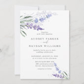 Invitation Mariage code QR aquarelle lavande romantique (Devant)