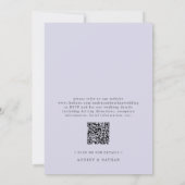 Invitation Mariage code QR aquarelle lavande romantique (Dos)