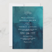 Invitation Mariage Code QR Aquarelle Océan Plage Moody (Devant)