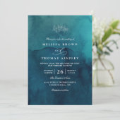Invitation Mariage Code QR Aquarelle Océan Plage Moody (Debout devant)