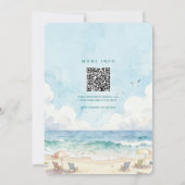 Invitation Mariage Code QR Aquarelle Plage Été Ciel Bleu (Dos)