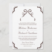 Invitation Mariage Code QR Arc Bow Coquette Brun Espresso (Devant)