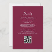 Invitation Mariage Code QR Argent Fleurs Bourguignon Blush (Dos)