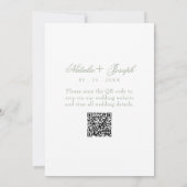 Invitation Mariage Code QR Argent Vieil Argent Vert Sage Vint (Dos)