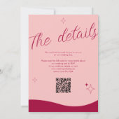 Invitation Mariage Code QR Audacieux Rétro Moderne Fuchsia Ro (Dos)