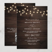 Invitation Mariage code QR automne boho moderne en bois rusti (Devant / Derrière)