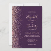 Invitation Mariage Code QR avec Bordure Pailletée Or Rose Vio (Devant)
