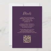 Invitation Mariage Code QR avec Bordure Pailletée Or Rose Vio (Dos)