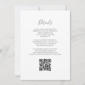Invitation Mariage Code QR Blanc Paillettes Argent Violet Flo (Dos)