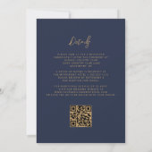 Invitation Mariage Code QR Bleu Marine Agate Orange Brûlé (Dos)