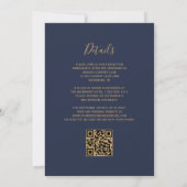 Invitation Mariage Code QR Bleu Marine Or Agate Orange Brûlée (Dos)