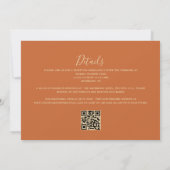 Invitation Mariage Code QR Bleu Nuit Agate Or Brûlé Orange (Dos)