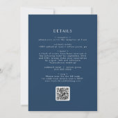 Invitation Mariage Code QR Bleu Nuit Art Déco Classique EVERL (Dos)