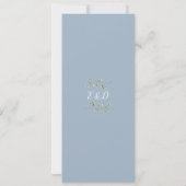 Invitation Mariage Code QR Bleu Poussiéreux Fleurs Vertes (Dos)