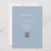 Invitation Mariage Code QR Bleu Poussiéreux Monogramme (Dos)