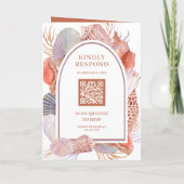 Invitation Mariage Code QR Bohème Rustique Coquillages Thème  (Dos)