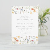 Invitation Mariage code QR Boho printemps fleur sauvage (Debout devant)