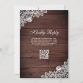 Invitation Mariage Code QR Bois de Grange Rustique Dentelle (Dos)
