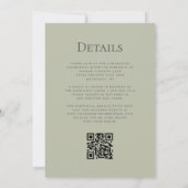 Invitation Mariage Code QR Bois Doré Vert Rustique (Dos)