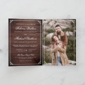 Invitation Mariage Code QR Bois Grange Rustique Photo Minimal (Intérieur)