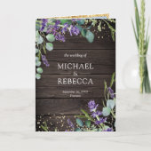 Invitation Mariage Code QR Bois Rustique Eucalyptus Lavande (Devant)