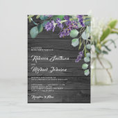 Invitation Mariage Code QR Bois Rustique Lavande Eucalyptus (Debout devant)