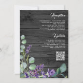 Invitation Mariage Code QR Bois Rustique Lavande Eucalyptus (Dos)