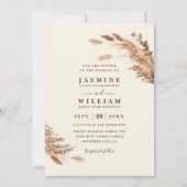 Invitation Mariage code QR botanique boho Soft Pampas (Devant)