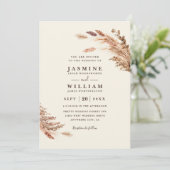 Invitation Mariage code QR botanique boho Soft Pampas (Debout devant)