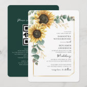 Invitation Mariage Code QR Botanique Tournesol Floral (Devant / Derrière)