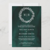 Invitation Mariage Code QR Branche de Feuille d'Argent Vert E (Devant)