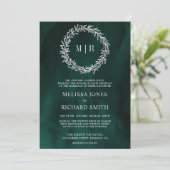 Invitation Mariage Code QR Branche de Feuille d'Argent Vert E (Debout devant)