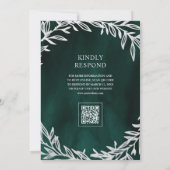 Invitation Mariage Code QR Branche de Feuille d'Argent Vert E (Dos)