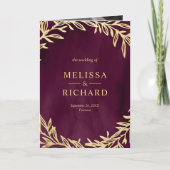 Invitation Mariage Code QR Branche de feuille d'or de prune (Devant)
