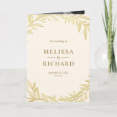 Invitation Mariage Code QR Branche Feuille d'Or Crème (Devant)