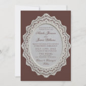 Invitation Mariage Code QR Broderie Anglaise Marron Chocolat  (Devant)